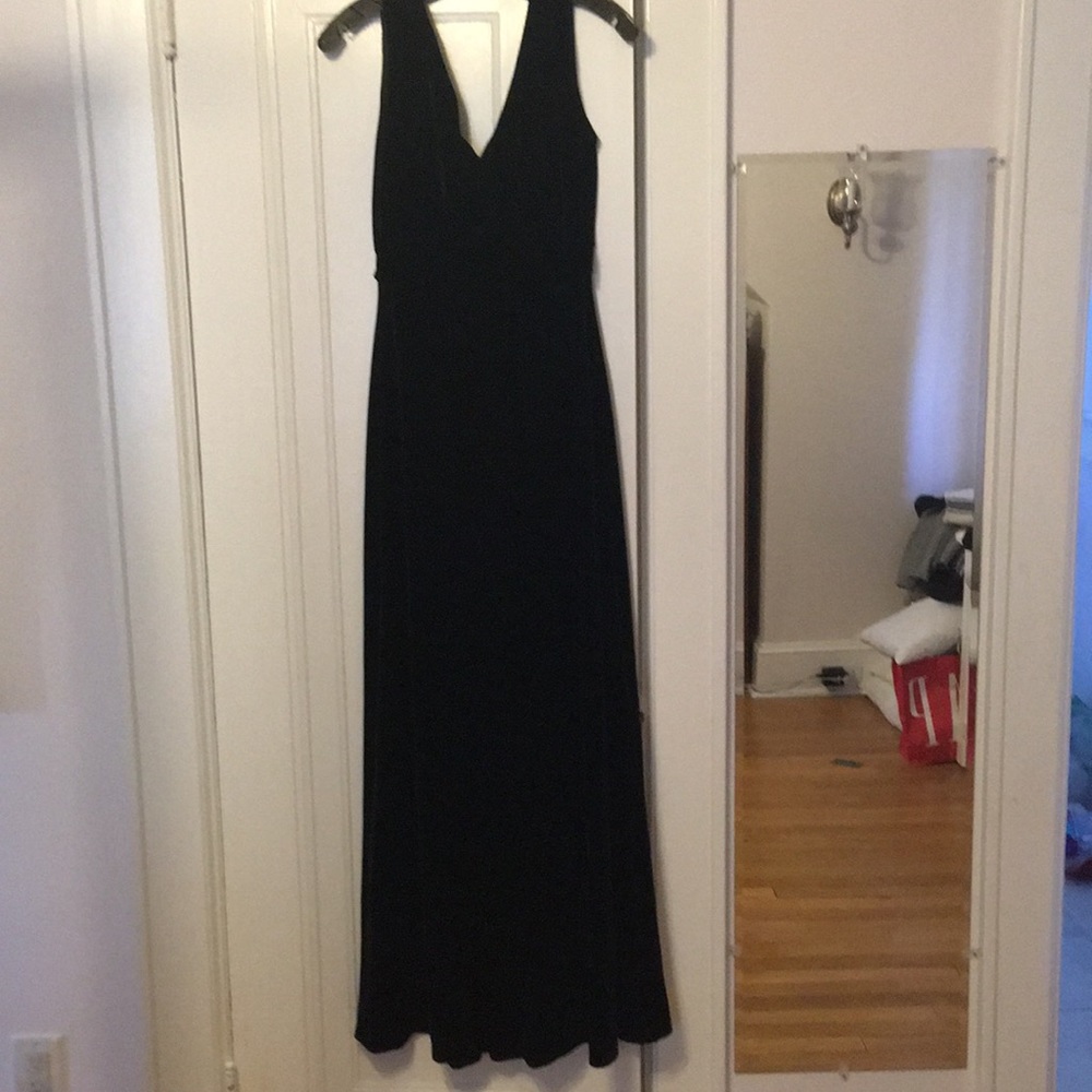 Black velvet floor length gown